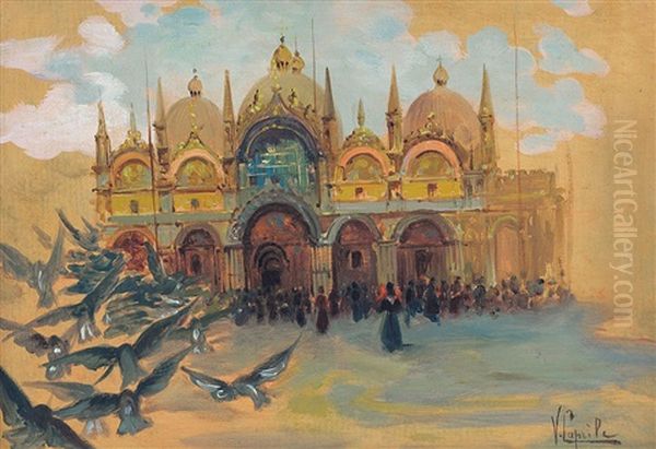 Piazza S. Marco, Venezia Oil Painting by Vincenzo Caprile