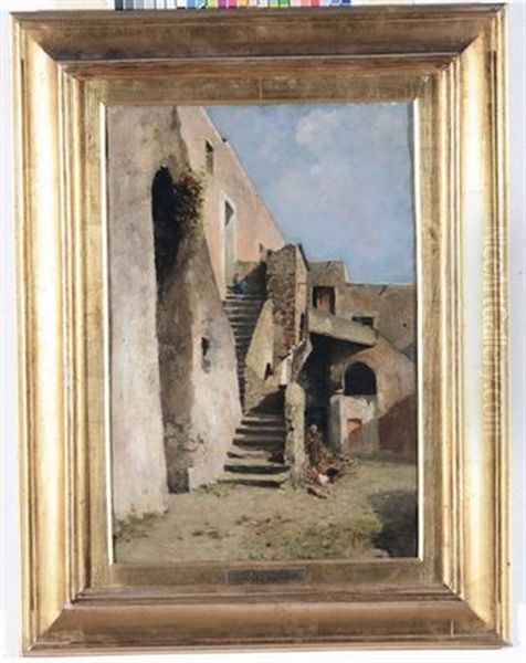 Scorcio Di Paese Oil Painting by Vincenzo Caprile