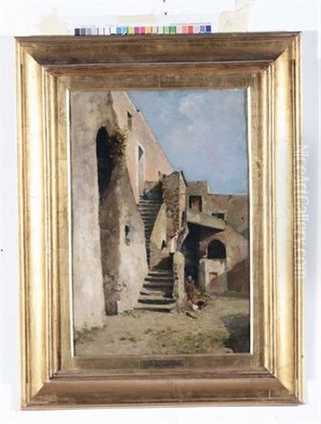 Scorcio Di Paese Oil Painting by Vincenzo Caprile