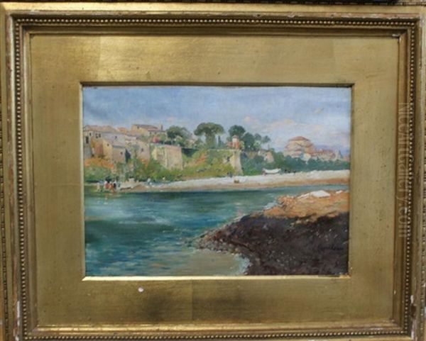 Les Bords Du Tibre A Rome Oil Painting by Vincenzo Caprile