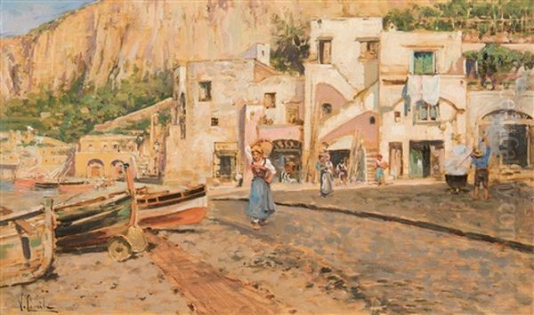 Marina Di Capri Oil Painting by Vincenzo Caprile