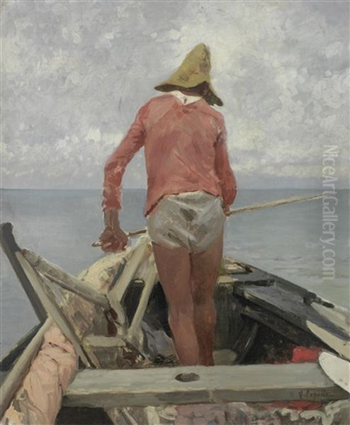 Study Of A Fisherman Oil Painting by Vincenzo Caprile