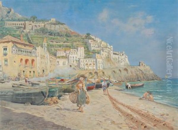 Amalfi Oil Painting by Vincenzo Caprile