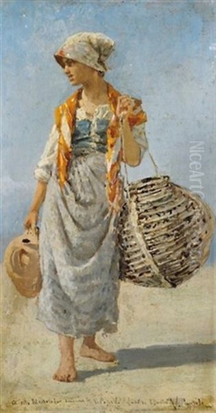 Italienische Landfrau Oil Painting by Vincenzo Caprile