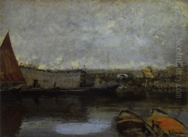 Giornata Grigia A Chioggia Oil Painting by Vincenzo Caprile