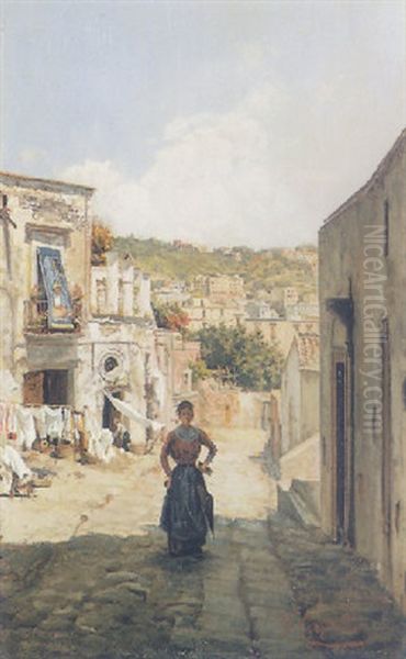 La Salita Di San Martino, Napoli Oil Painting by Vincenzo Caprile