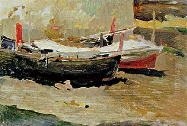 Barche A Positano Oil Painting by Vincenzo Caprile