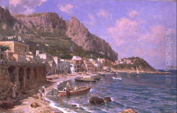 Marina Grande A Capri Oil Painting by Vincenzo Caprile