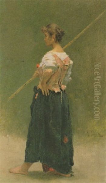 Figura Femminile In Piedi Oil Painting by Vincenzo Caprile