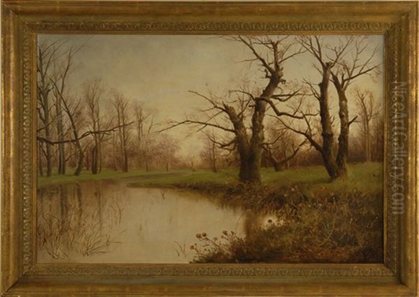 Trees By A Riverbed Oil Painting by Francesco Capuano