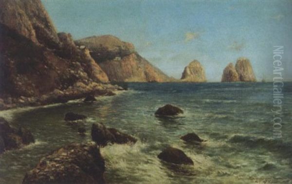 Capri, Punta Del Tragaro Con I Faraglioni Oil Painting by Francesco Capuano