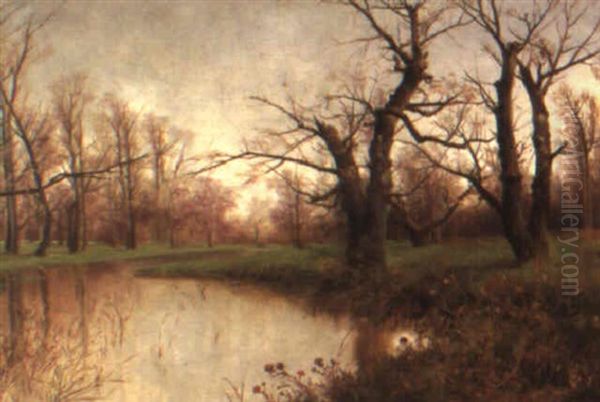 Herbstliche Aulandschaft Oil Painting by Francesco Capuano