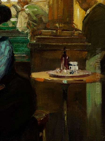 Damen Im Cafe Oil Painting by Ulisse Caputo