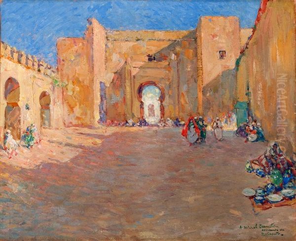 Scene De Rue En Afrique Du Nord Oil Painting by Ulisse Caputo