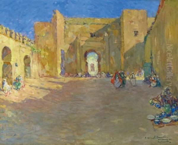 Scene De Rue En Afrique Du Nord Oil Painting by Ulisse Caputo