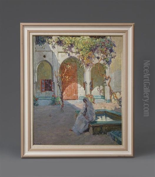 Femme Marocaine Au Bord De La Fontaine Oil Painting by Ulisse Caputo