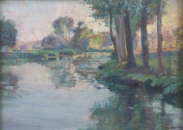 Paysage Bord De Riviere Oil Painting by Ulisse Caputo