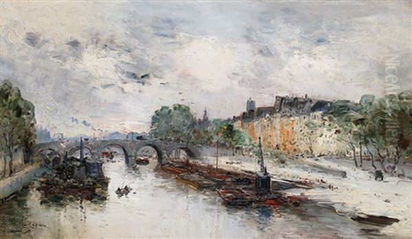 Pont Marie In Paris Mit Dem Quai Des Celestins Oil Painting by Ulisse Caputo