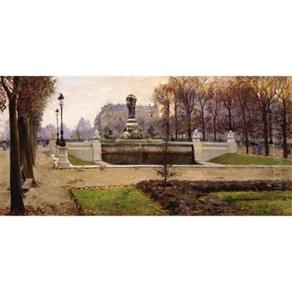 Le Jardin Du Luxembourg, Paris Oil Painting by Ulisse Caputo