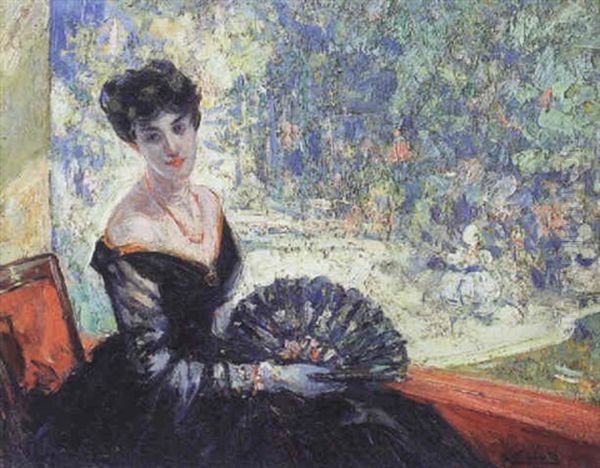 Elegante A L'evantail Dans Sa Loge Au Theatre Oil Painting by Ulisse Caputo