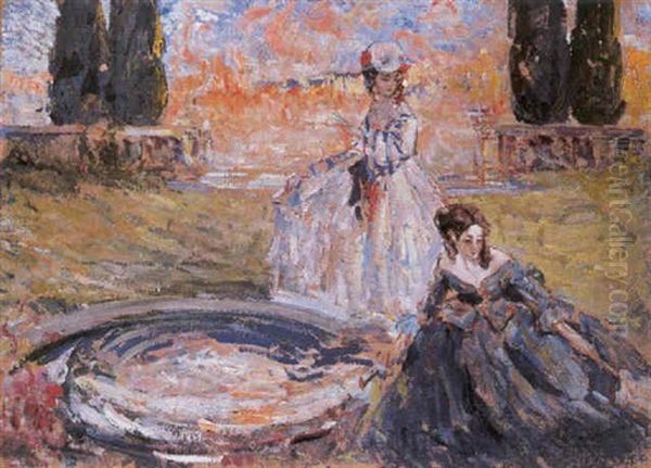 Donne Al Parco Oil Painting by Ulisse Caputo