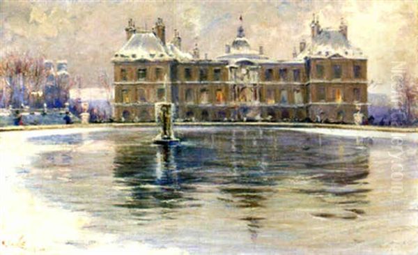 Jardin Du Luxembourg, En Hiver Oil Painting by Ulisse Caputo