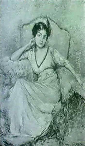 Giovane Donna Seduta Oil Painting by Ulisse Caputo