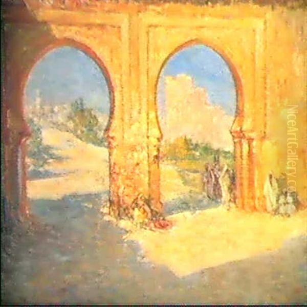 Porte De La Ville De Fes Oil Painting by Ulisse Caputo