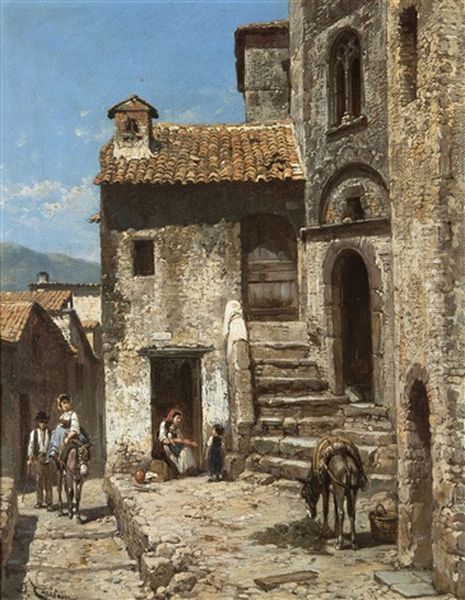 A View Of Anticoli Corrado Oil Painting by Jacques Francois Carabain