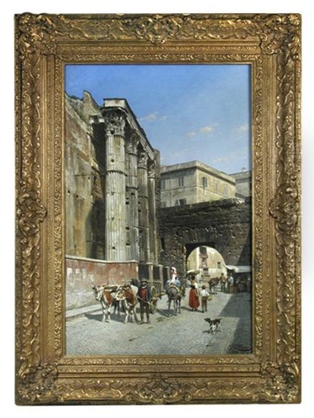 The Pantanos Arch, The Forum Of Augustus, Rome Oil Painting by Jacques Francois Carabain