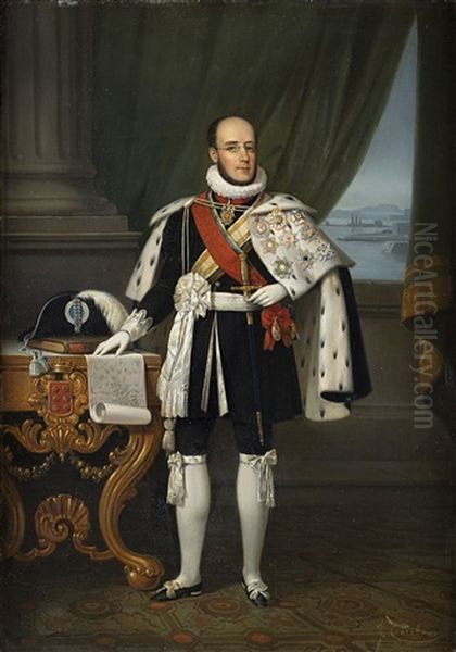 Portrait Of The Duke Luigi I Of Oporto Before Becoming King Of Portugal Oil Painting by Jacques Francois Carabain