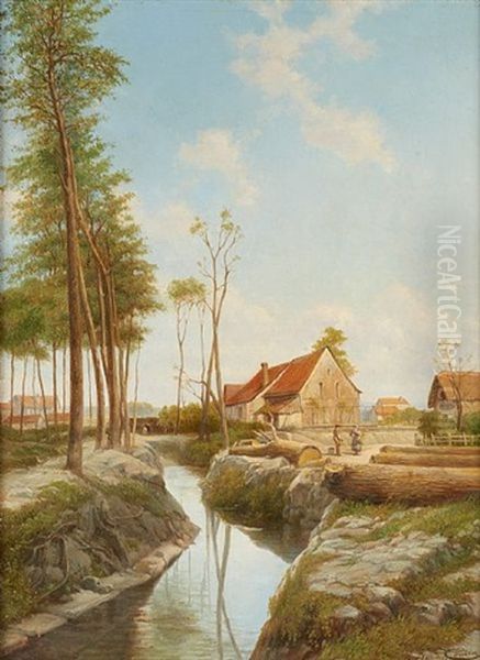 Paysage Printanier Oil Painting by Jacques Francois Carabain