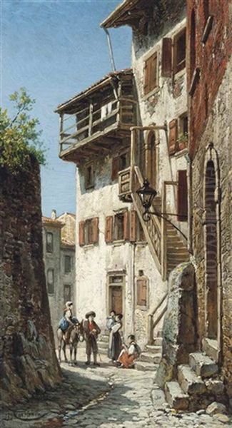 Via Marocconi Riva, Near Lake Debeuzano, Austria Oil Painting by Jacques Francois Carabain