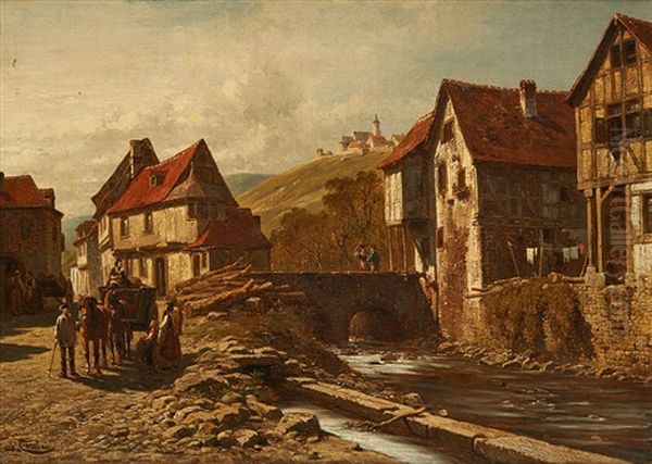 Le Hameau Oil Painting by Jacques Francois Carabain