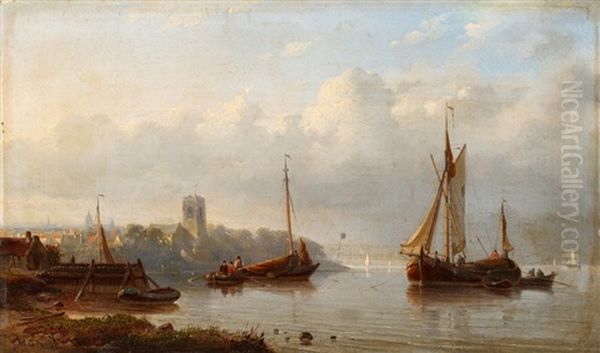 An Der Schelde Oil Painting by Jacques Francois Carabain