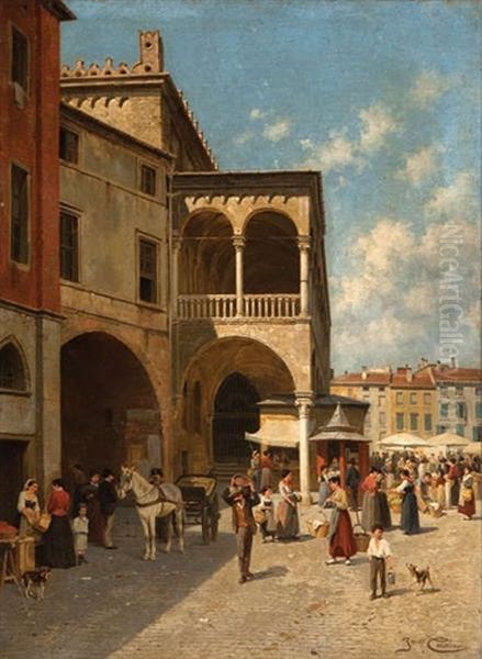 Scene De Marche En Italie by Jacques Francois Carabain