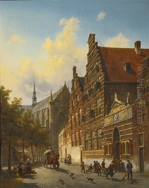 The Weeshuis In Leiden Oil Painting by Jacques Francois Carabain