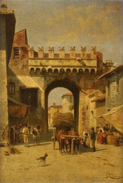 Porta Settimiana Oil Painting by Jacques Francois Carabain