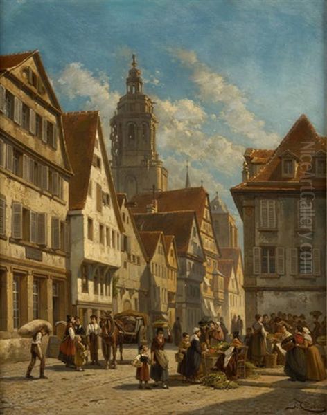 Vue Du Marche De Winttenberg Oil Painting by Jacques Francois Carabain