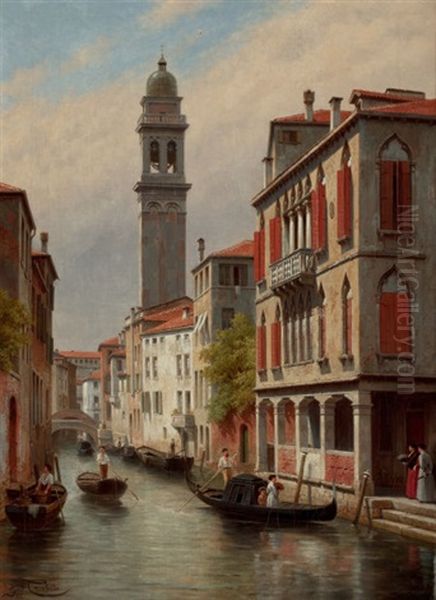 Une Vue A Venise, San Giorgio Dei Greci, Italie Oil Painting by Jacques Francois Carabain