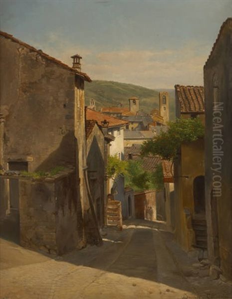 Une Rue A Marni Oil Painting by Jacques Francois Carabain