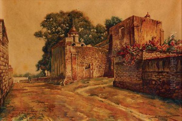 Calle De San Angel Oil Painting by Severo Amador