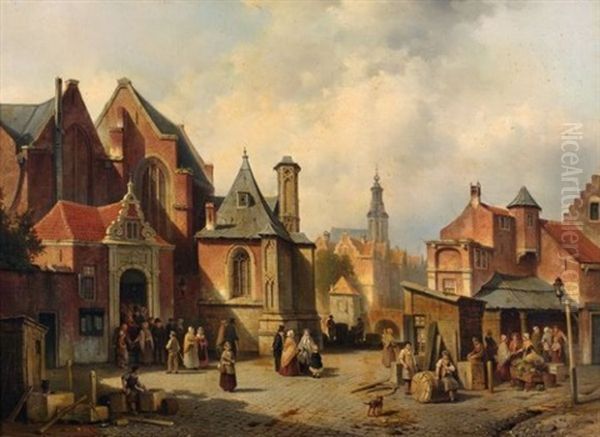 Vue D'une Ville Des Flandres (gand?) Oil Painting by Jacques Francois Carabain