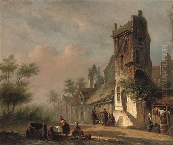 On The Edge Of A Town Oil Painting by Jacques Francois Carabain