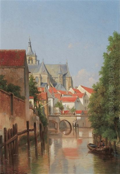 Zicht Te Mechelen Oil Painting by Jacques Francois Carabain