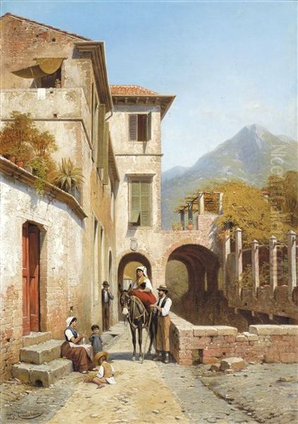 Vue A Monterosso Oil Painting by Jacques Francois Carabain