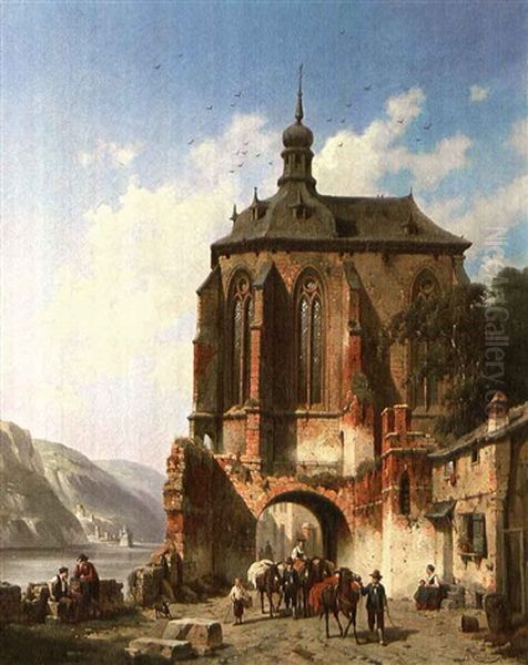 Ansicht Der St. Werner Kapelle In Oberwesel Oil Painting by Jacques Francois Carabain