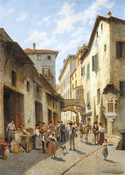 Porto-maurizio, Italie Oil Painting by Jacques Francois Carabain