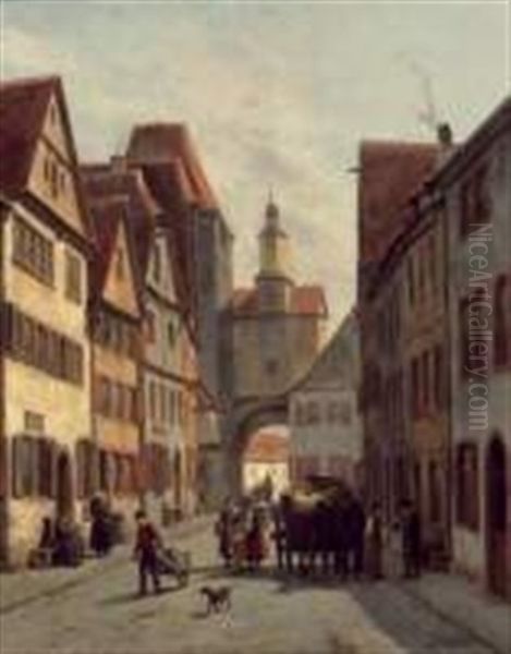 Vue De Ville Oil Painting by Jacques Francois Carabain