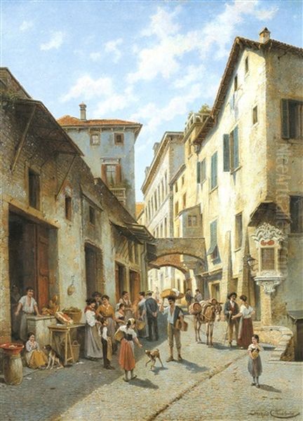 Porto-maurizio, Italie Oil Painting by Jacques Francois Carabain